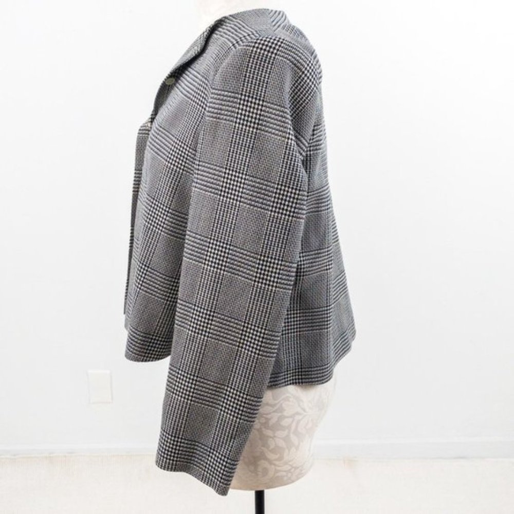 Vintage 80s 4 Wool Houndstooth Print Swing Blazer - Picture 5 of 11
